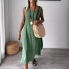 Maya | Casual Cotton And Linen Solid Color Pocket Long Sleeveless Dress