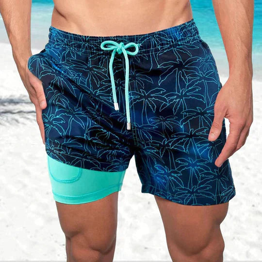 Men's FJØRNA secure fit swim shorts for men’s beachwear, featuring quick-dry fabric and adjustable waistband for active swimming.