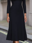 FJØRNA off-shoulder A-line midi dress with spaghetti straps, elegant women’s dress with a flowy silhouette and stylish design