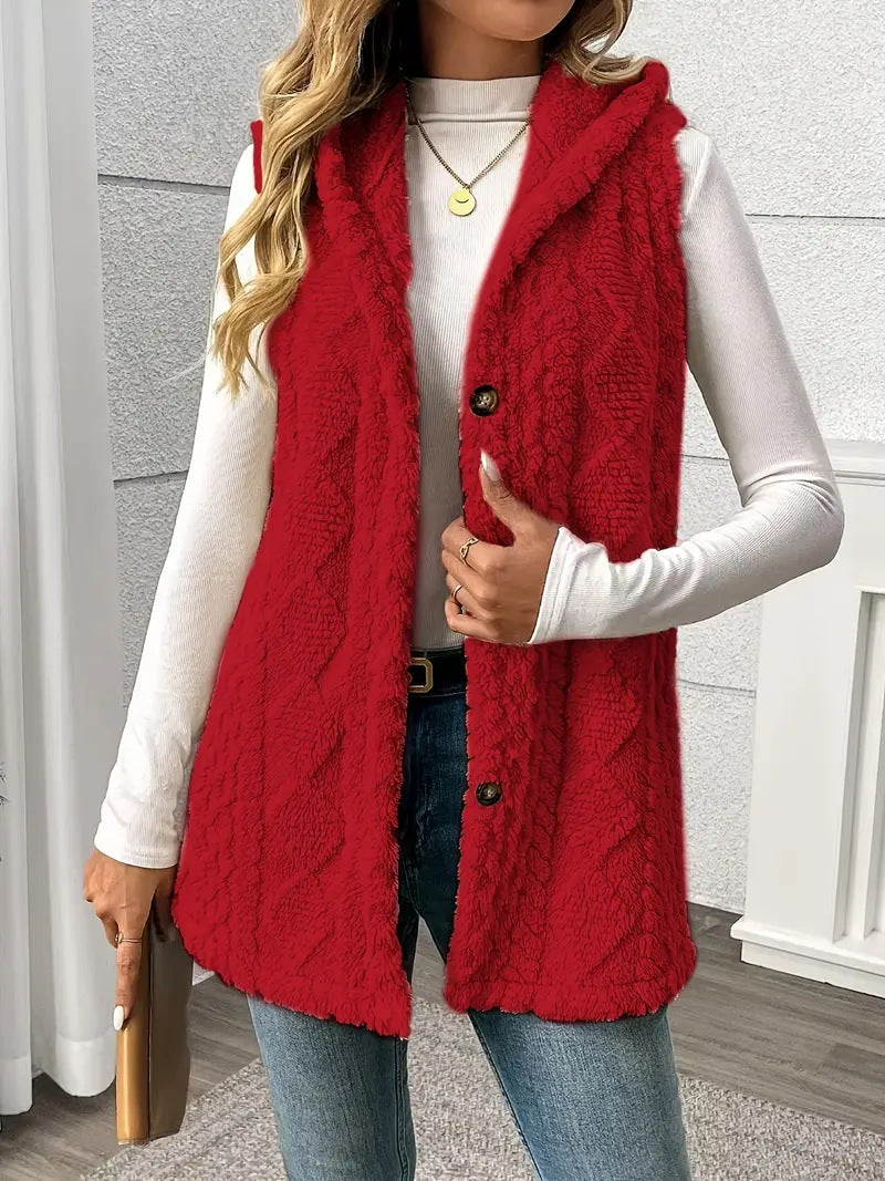 Plush Hooded Cardigan - Soft & Warm