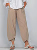 Women's loose cotton elastic waist wide-leg pants