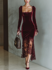 Burgundy Velvet Maxi Dress | Evening Dress
