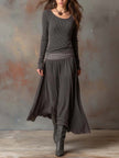 Charcoal Knit Maxi Dress For Women