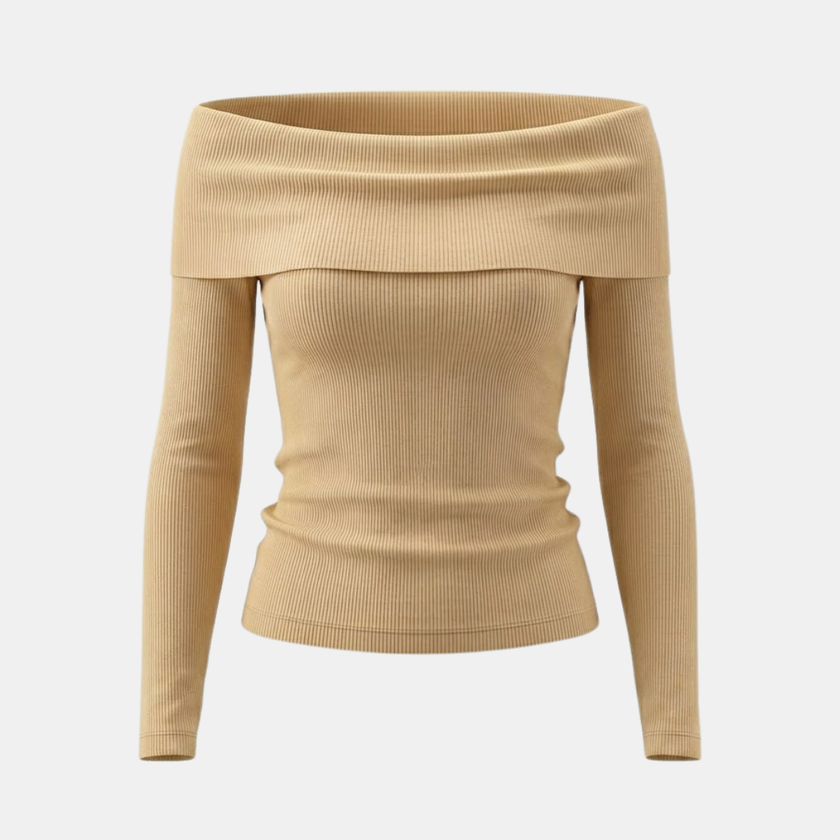 FJØRNA men's ribbed knit sweater, cozy and stylish top with textured ribbed fabric, perfect for casual wear.