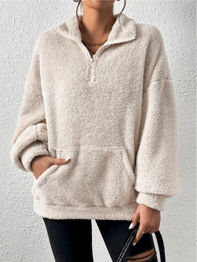 Plush Stand Collar Sweater