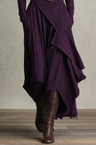 FJØRNA solid color high-neck long-sleeved irregular casual maxi dress displayed on a model