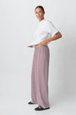 Women's Pants with Drawstring and Striped Print