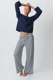 Women's Pants with Drawstring and Striped Print