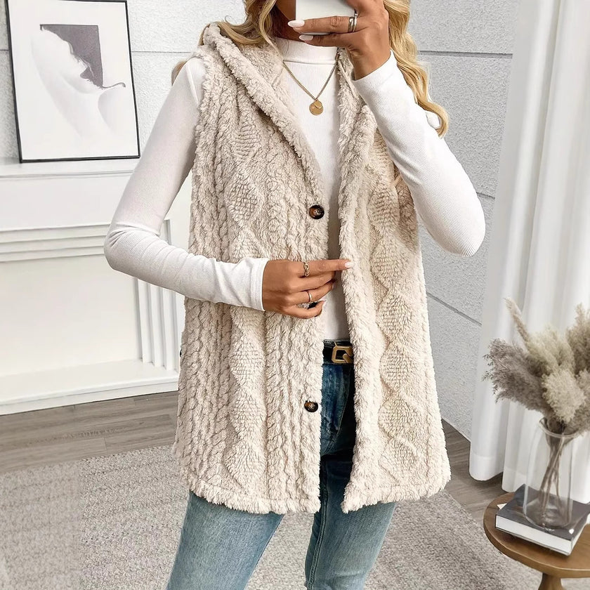 Plush Hooded Cardigan - Soft & Warm