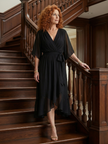 FJØRNA women's summer midi dress with V-neck, flowy fabric, sleeveless design, perfect for warm weather and casual occasions.