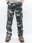 Men's camouflage military pants by FJØRNA, straight cut cotton cargo pants with side pockets for a comfortable, rugged style.