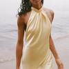 Isabella - Sunny Straps Satin Butter Yellow Dress