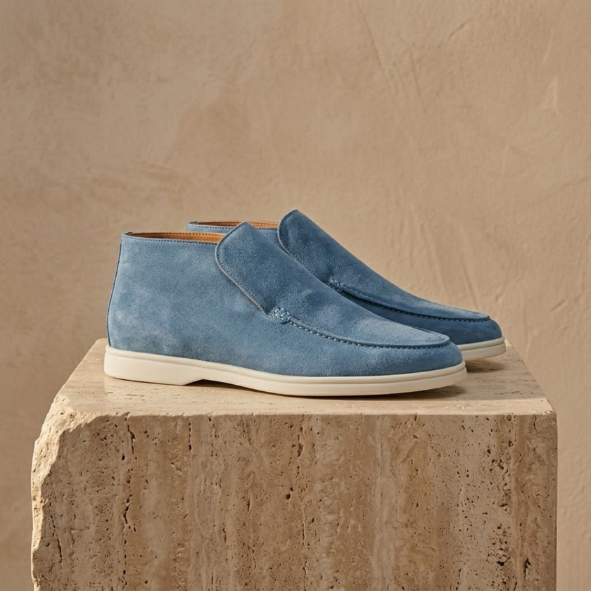 FJØRNA men's suede slip-on loafers with a sleek smart casual design, featuring a classic rounded toe and comfortable fit.