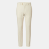 FJØRNA men's linen blend straight leg trousers with relaxed fit and classic style, shown in a neutral color on a model.