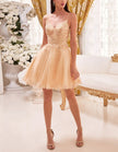 Mint green tulle cocktail dress for women by FJØRNA, featuring a flowy design with delicate layers and elegant style.