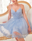 Mint green tulle cocktail dress for women by FJØRNA, featuring a flowing tulle fabric and elegant design.
