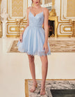 Mint green tulle cocktail dress for women by FJØRNA, featuring a fitted bodice and flowing skirt for elegant occasions.