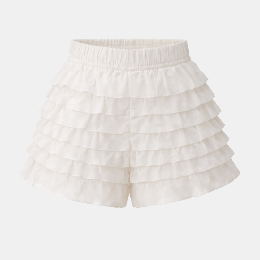 FJØRNA women's high waist ruffle shorts, stylish and flowy with a fitted waist and ruffle details, perfect for casual wear