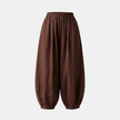 FJØRNA linen blend harem trousers for women with elastic waist and relaxed fit, stylish and comfortable pants.