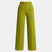 FJØRNA women's high waist wide leg tailored pants displayed on a hanger, showcasing their relaxed fit and structured design.