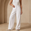FJØRNA women's high waist wide leg tailored trousers, stylish pants with a relaxed fit and modern silhouette.