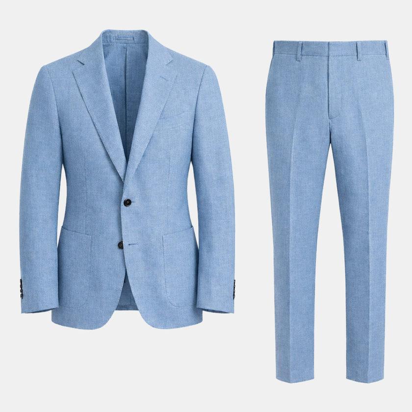 FJØRNA two-piece men's suit set with blazer and matching trousers, stylish formal attire for men.