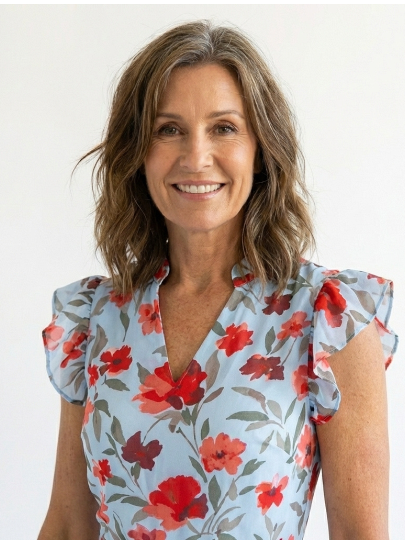 FJØRNA women's floral tiered summer midi dress featuring a flowy design and vibrant flower print, perfect for warm weather.