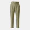 FJØRNA men's linen straight-leg trousers with high waist and pleats, shown on a model with a relaxed fit and neutral background.