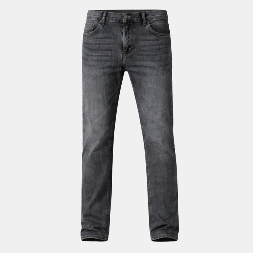 Men's lightweight casual straight leg jeans by FJØRNA, showing classic denim fabric and relaxed fit design.