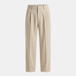 FJØRNA men's pleated relaxed fit trousers, front view showing tailored design and comfortable fit in neutral fabric