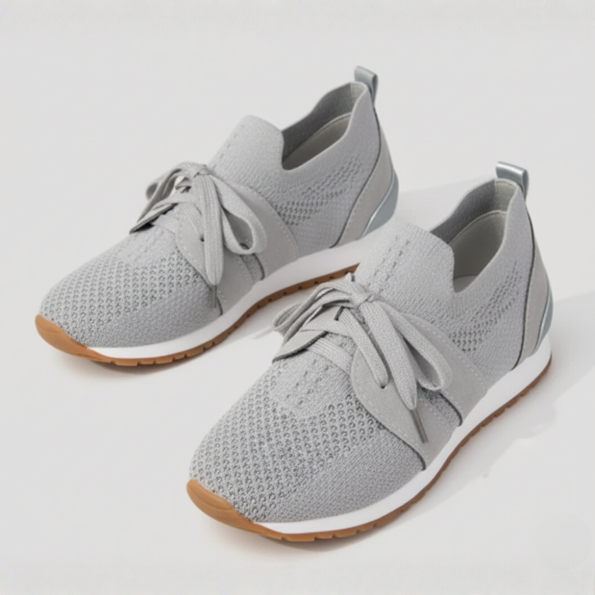 Daisy - Women's Trainers Grey Knit Casual Lightweight with Bow Detail
