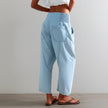 FJØRNA women's wide-leg denim jeans, stylish casual pants with relaxed fit and classic blue denim fabric.
