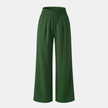 FJØRNA women's linen blend wide-leg trousers with elastic waistband, relaxed fit and neutral color, perfect for casual wear.