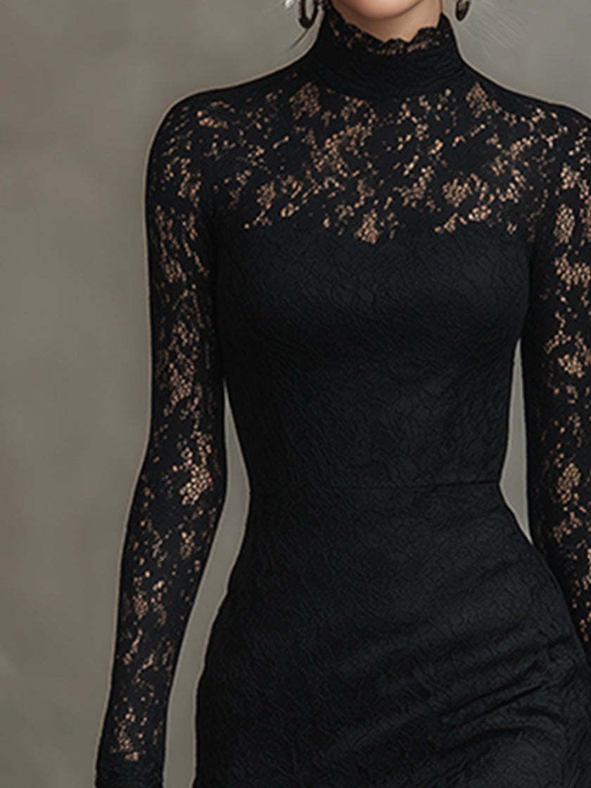 Black Lace Fishtail Maxi Dress | Evening Dress