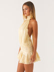 Pleated Halter Summer Dress Beige - 2