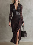 Red Faux Leather Maxi Dress | Evening Dress