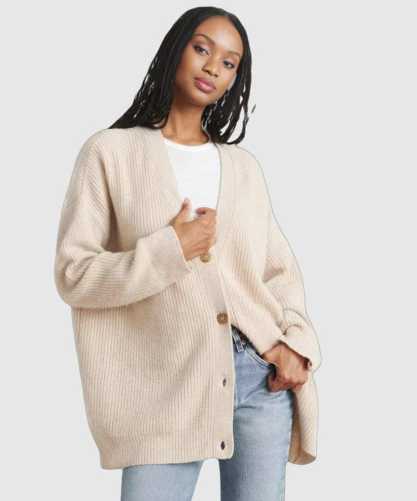 Cozy Cardigan Sweater with Stand Collar - 1