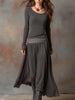 Charcoal Knit Maxi Dress For Women