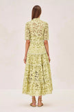 FJØRNA Ledina Maxi Green Dress with flowing fabric and elegant design, perfect for summer or special occasions.