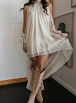 Halter Neckline Sleeveless Asymmetric Women's Maxi Dress