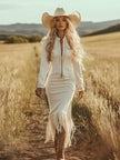 White Denim Tassel Maxi Dress | Casual Dress