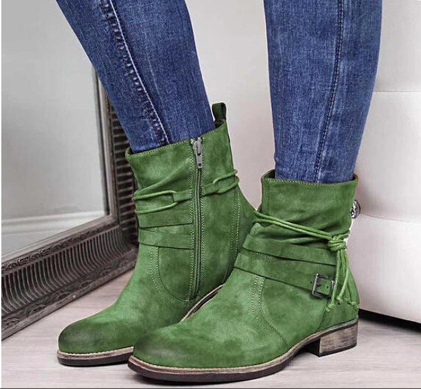 Stylish Brown Ankle Boots Buckle - 1