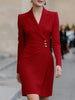 FJØRNA structured blazer mini dress with gold-tone button accents, tailored fit, short length, stylish for formal or casual wear.