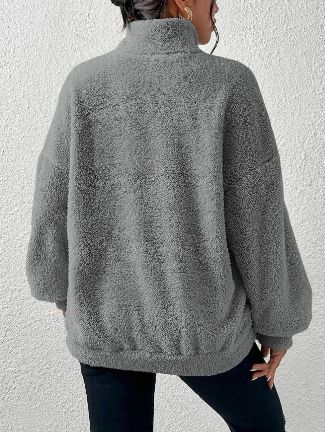 Plush Stand Collar Sweater