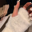 Plush Black Fingerless Gloves