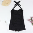 FJØRNA women's shaping halter swimsuit with pleated fit, featuring a stylish design and supportive swimwear for women.