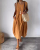 Maya | Casual Cotton And Linen Solid Color Pocket Long Sleeveless Dress