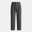 Men's pleated relaxed fit trousers by FJØRNA, shown in a neutral color, featuring a comfortable waistband and tailored design.