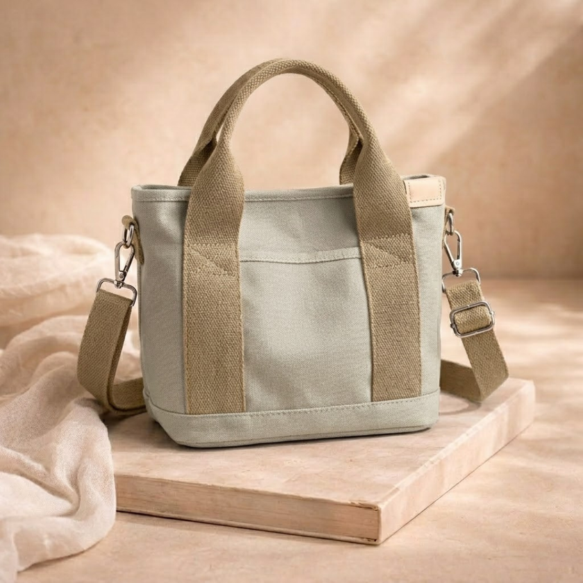 FJØRNA canvas tote bag for women, stylish and eco-friendly bag with shoulder straps and spacious interior for daily use