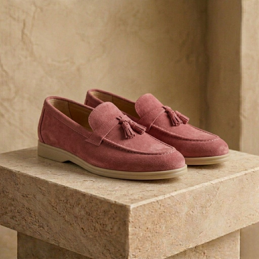 FJØRNA men's suede shoes with sleek design, featuring smooth brown suede material and classic lace-up style.